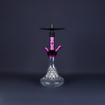Compact gold brass custom hookah with a clear glass teardrop vase — shisha hookah wholesale design for B2B buyers
